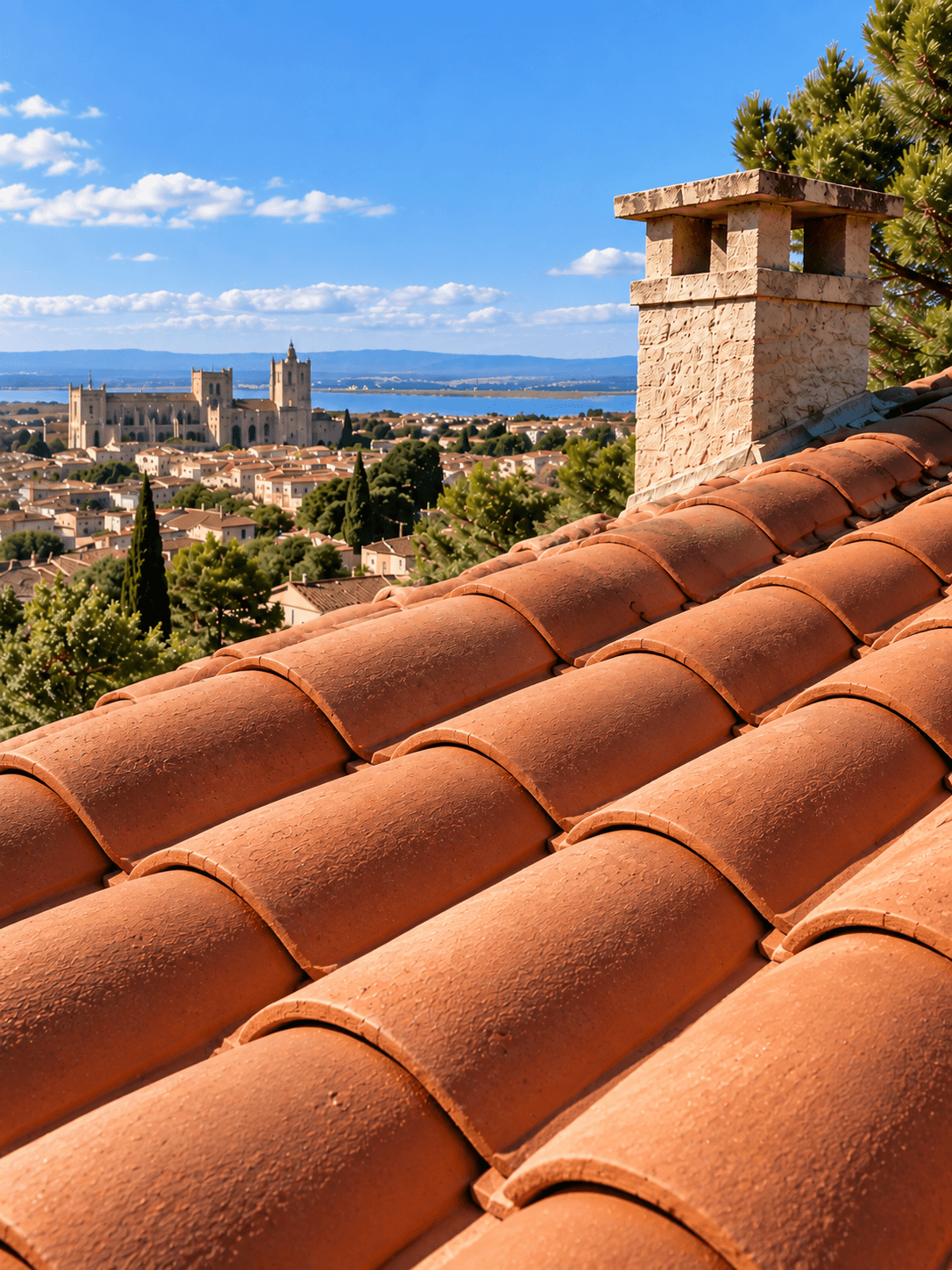 Toiture en tuiles après nettoyage